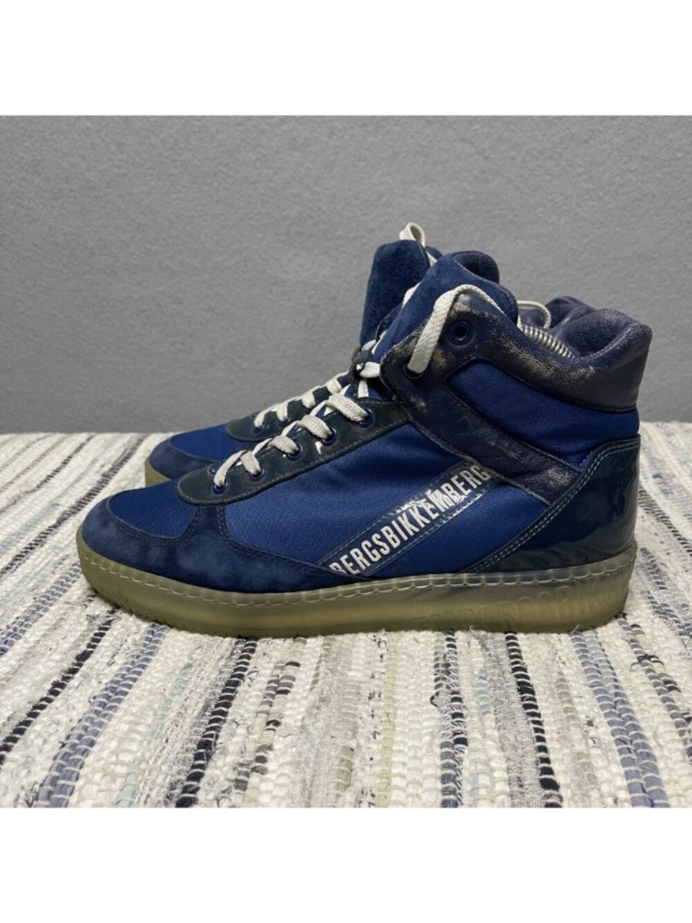 Bikkembergs Womens Blue Navy High-Top Sneakers Size 39 Lace-Up - Picture 3 of 12
